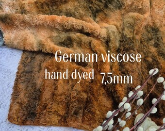 German viscose with 7.5mm pile, hand-dyed/Author's dyeing technique/ "Warm amber" collection/professional fur for Teddy/ HELMBOLD