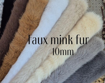 Faux mink fur, pile length 10mm, faux fur / 35x50cm (13.7x19.7 inches)