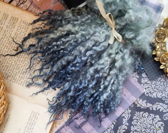 Teeswater locks "Ocean" color/ 6-7’ in length/ hand-dyed soft wool/ Doll hair/ Art doll/ Blythe/ BJD doll/ spinning