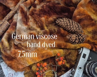 German viscose with 7.5mm pile, hand-dyed/Author's dyeing technique/ color "Autumn forest" /professional fur for Teddy/HELMBOLD