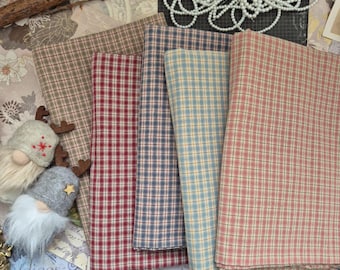 Set of Textured Cotton Fabrics for Sewing Clothes and Doll & Teddy Bear Accessories – 5 Colors