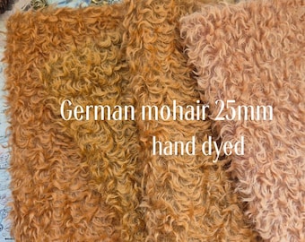 NEW! Hand Dyed German Helmbold Mohair 25mm| Curly Teddy Bear Mohair | Artist Hand Dyed Mohair for Bears & Dolls | 1/16(23x34cm) (9" x 13.4")