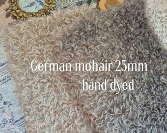 NEW! Hand Dyed German Helmbold Mohair 25mm| Curly Teddy Bear Mohair | Artist Hand Dyed Mohair for Bears & Dolls | 1/16(23x34cm) (9" x 13.4")