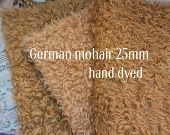 NEW! Hand Dyed German Helmbold Mohair 25mm| Curly Teddy Bear Mohair | Artist Hand Dyed Mohair for Bears & Dolls | 1/16(23x34cm) (9" x 13.4")