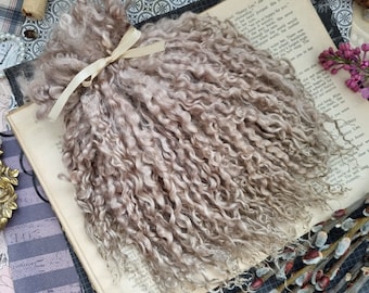 Teeswater locks / 6-7’ in length/ Color “Ash Mocha”/ hand-dyed soft wool/ Doll hair/ Art doll/ Blythe/ BJD doll/ spinning