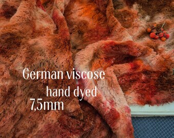 German viscose with 7.5mm pile, hand-dyed/Author's dyeing technique/ color "Maple leaf" /professional fur for Teddy/HELMBOLD