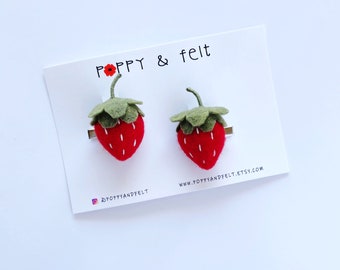 2 Designs NEW Beautiful Glitter Felt Fruit Hair Clip UK Seller