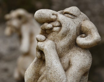 SPUK gargoyle - gothic statue - friendly troll, handmade cast stone sculpture, home and garden decoration - 1 of The 3 Monkeys: speak no evil