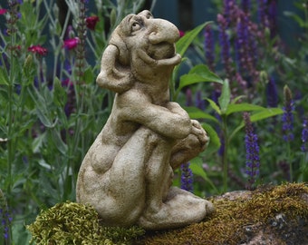 ZULLE – Wasserspeier – Feng Shui – süßer Troll – handgefertigte Steingussskulptur – glücklicher Hauskumpel – Haus- und Gartendekoration – Gartenstatuen