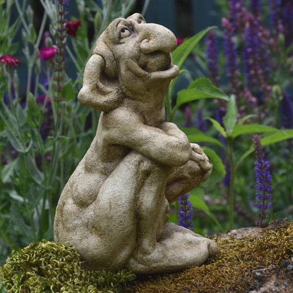 ZULLE - gargouille - Feng Shui - troll mignon - sculpture en pierre moulée faite à la main - copain de maison heureux - décoration de maison et de jardin - statues de jardin