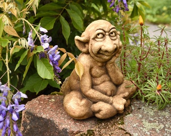 PATAT - gargoyle - gothic statue - friendly troll - Feng Shui zen statue - cast stone sculpture - home and garden decoration – art goblin