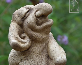 SPOK - gargoyle statue - Fengshui figure - handmade cast stone sculpture - home and garden decoration - 1 of The 3 Monkeys: hear no evil