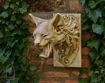 ORI - Tibo gargoyle - home or garden statue - lion wall ornament - grotesque - handmade art - Gothic Sculpture - Medieval sculpted Character