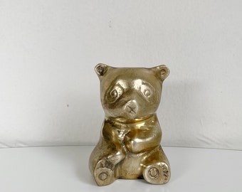 Brass bear figurine, cub statue