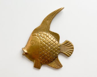 Vintage brass fish wall hanging decor