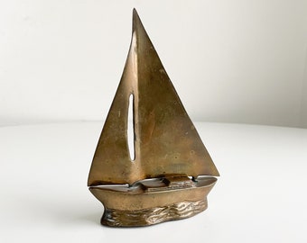 Vintage brass ship figurine