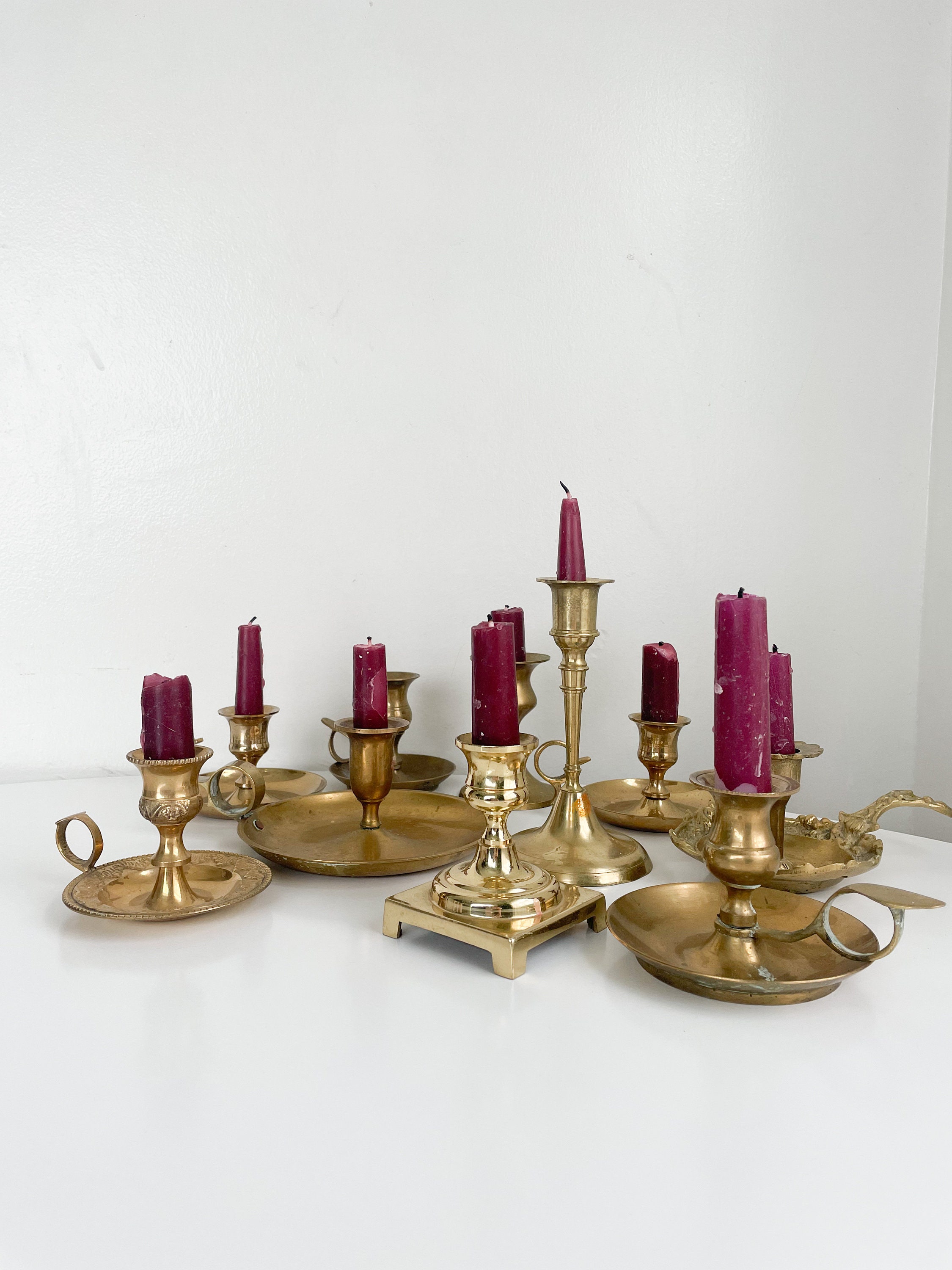 Brass candlestick holders, sold individually in varying sizes. Elevate your  ambiance with these timeless brass candlesticks