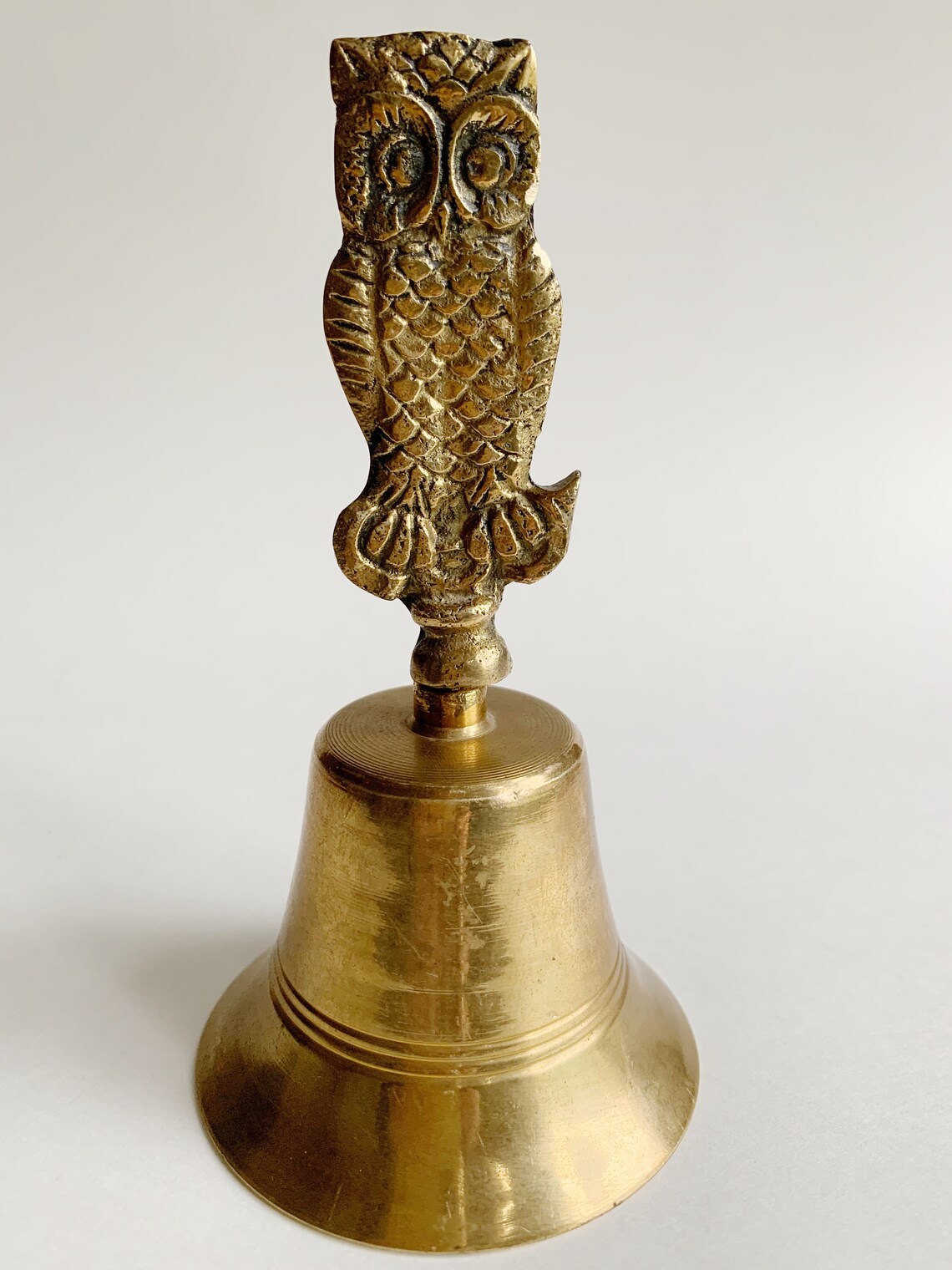 Vintage brass owl bell Etsy