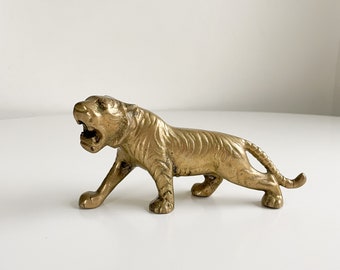 Vintage brass tiger statue