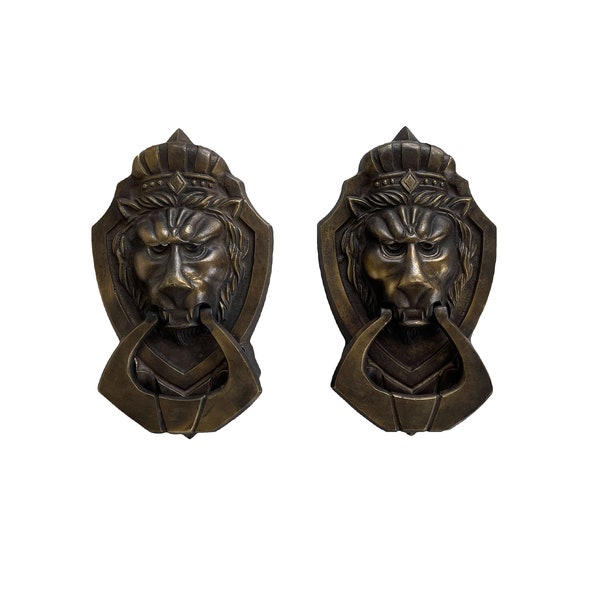 Vintage brass lion head front door knocker