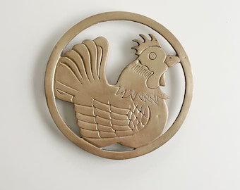 Brass rooster trivet