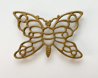 Vintage brass butterfly trivet hot pot holder