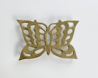 Vintage brass butterfly trivet hot pot holder