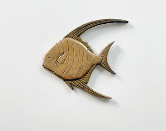 Vintage brass fish wall hanging decor