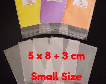 100 Clear Cellophane Bags - Self Seal, 5x8 cm