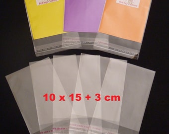 100 Clear Cellophane Bags - Self Seal (10 cm x 15 cm)