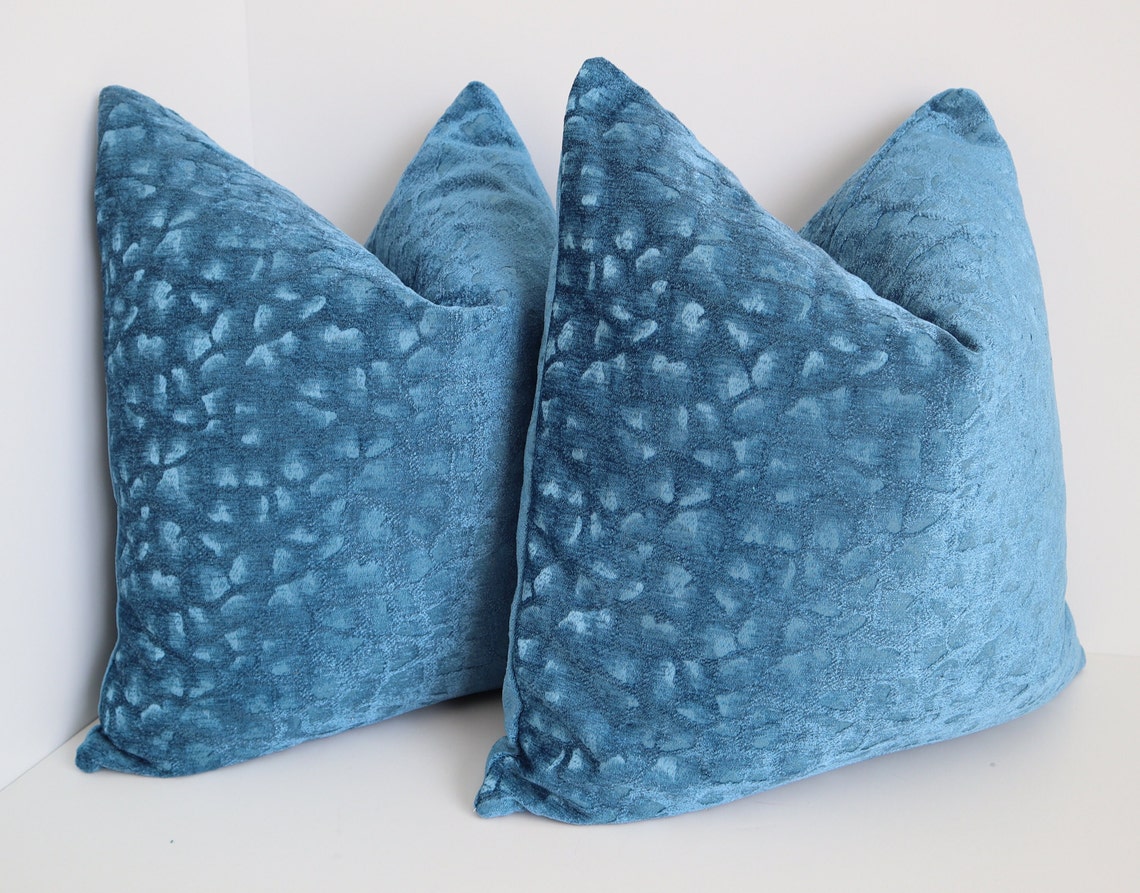 Luxury Indigo Chenille Pillow Cover Chenille Pillow Covers Etsy
