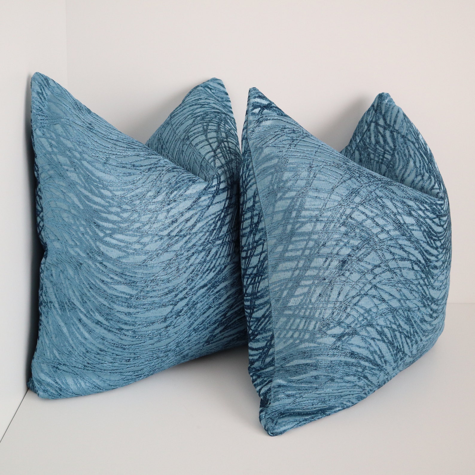 Indigo Chenille Pillow Covers Chenille Pillow Covers 16x16 Etsy