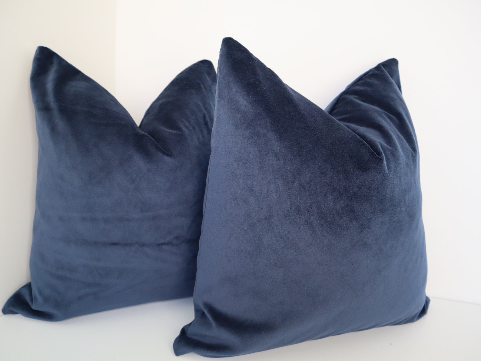 Set Pillows Kaufmann Midnight Blue Velvet Pillow Cover Etsy