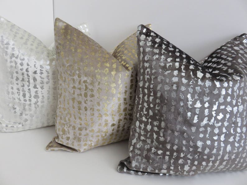 P/kaufmann Fabrics Grey Metallic Silver Pillow Cover Grey - Etsy