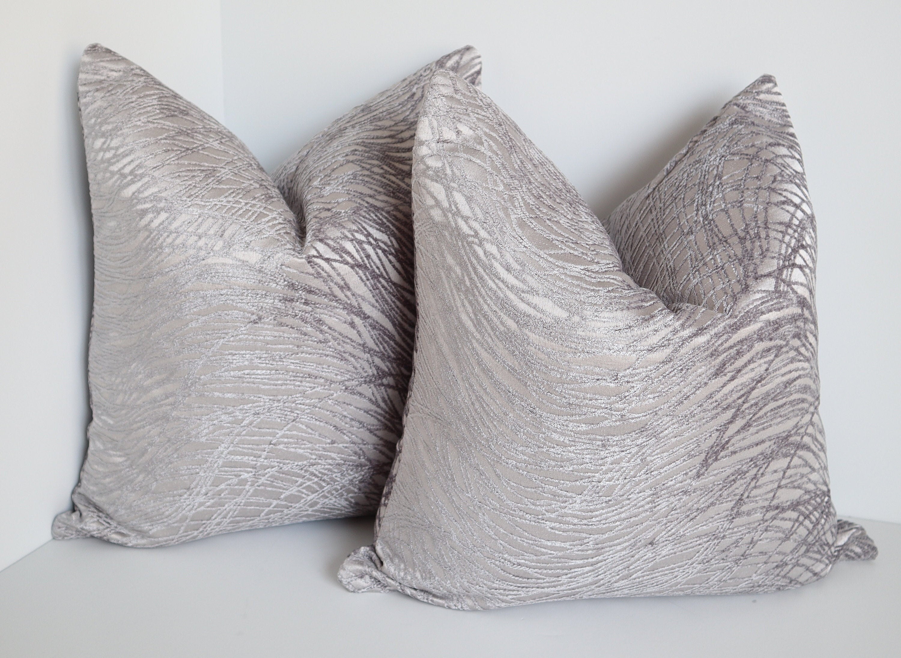 Silver Chenille Pillow Covers Chenille Pillows 16x16 18x18 Etsy