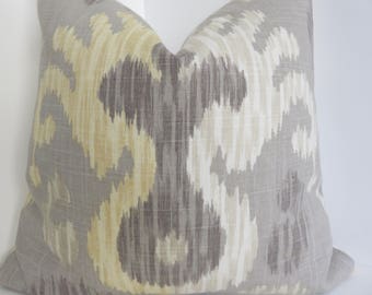 Braemore Journey Linen  Decorative Pillows- Grey Yellow Cream Pillow Covers- Pillow Covers- Grey Pillows- Yellow Pillows- Cream Pillows