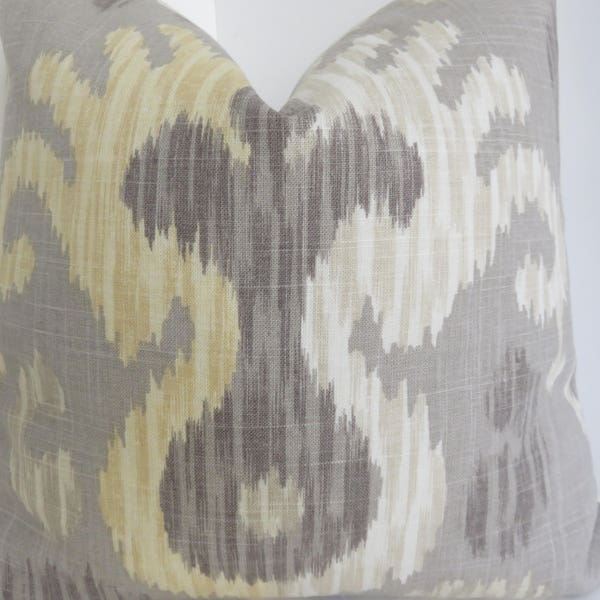 Braemore Journey Linen  Decorative Pillows- Grey Yellow Cream Pillow Covers- Pillow Covers- Grey Pillows- Yellow Pillows- Cream Pillows