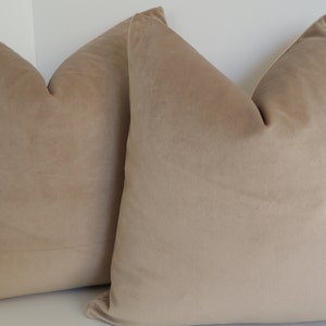 Luxury Beige Cotton Velvet Cotton - Velvet Pillow Covers- Beige Pillow Cover