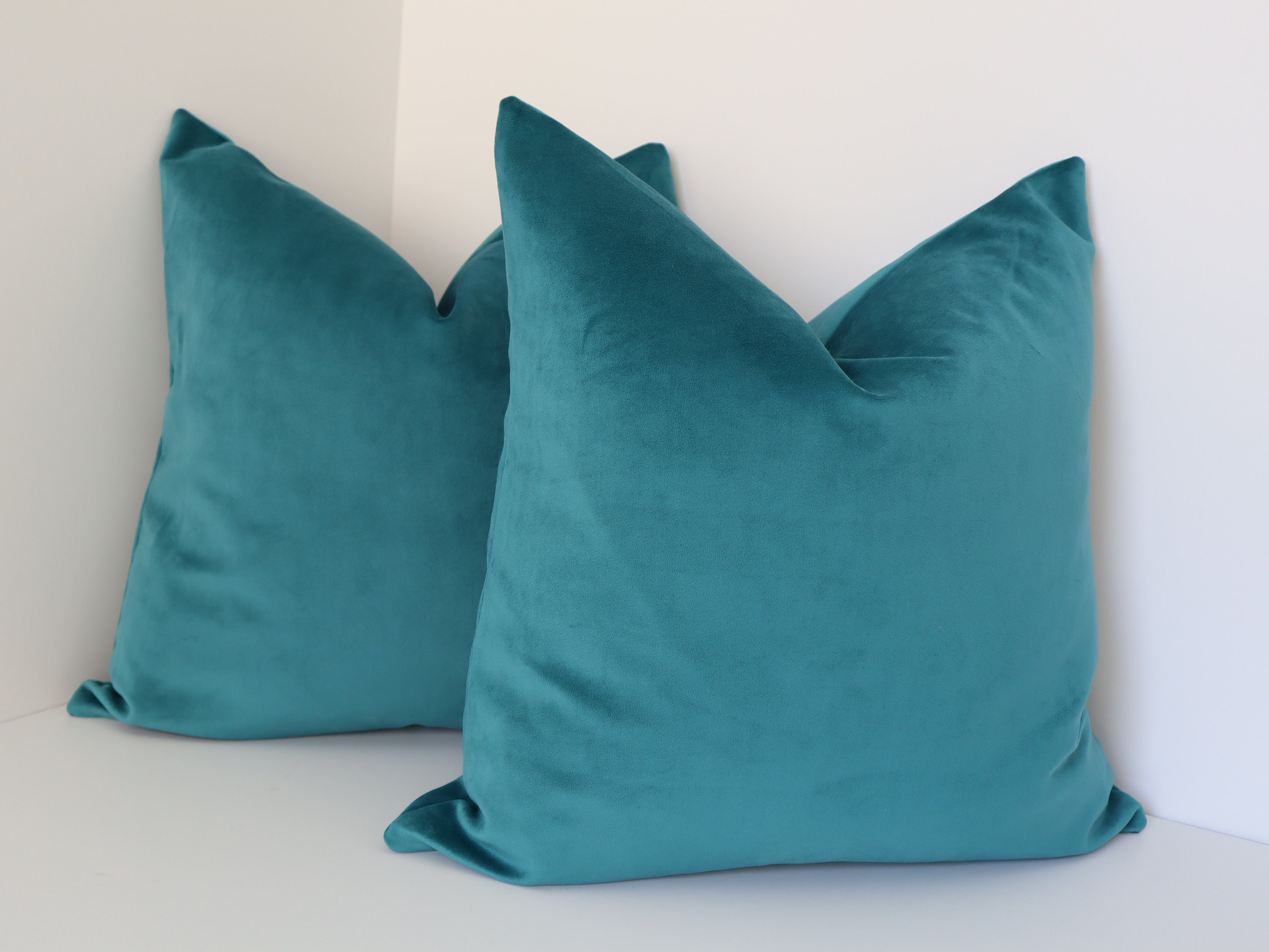 Turquoise Velvet Suede Pillow Cover Turquoise Velvet Etsy