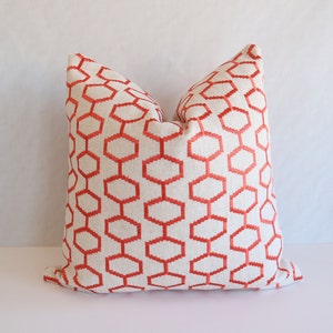 Delightful Fabrics- Orange Beige Pillows- Orange embroidered Pillow Covers- Beige Orange Embroidered Pillows- Pillow Covers- Accent Pillows