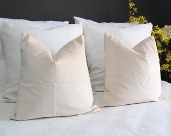 Cream Velvet Pillow Cover, Neutral Cushion, Luxury Soft Throw Pillow, Modern Minimalist Home Decor, Sofa Accent Pillow