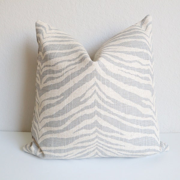 Grey Ivory Animal Print Pillow Cover Tiger Pillow Cover, Pillow Cover, Decorative Grey Pillow Cover