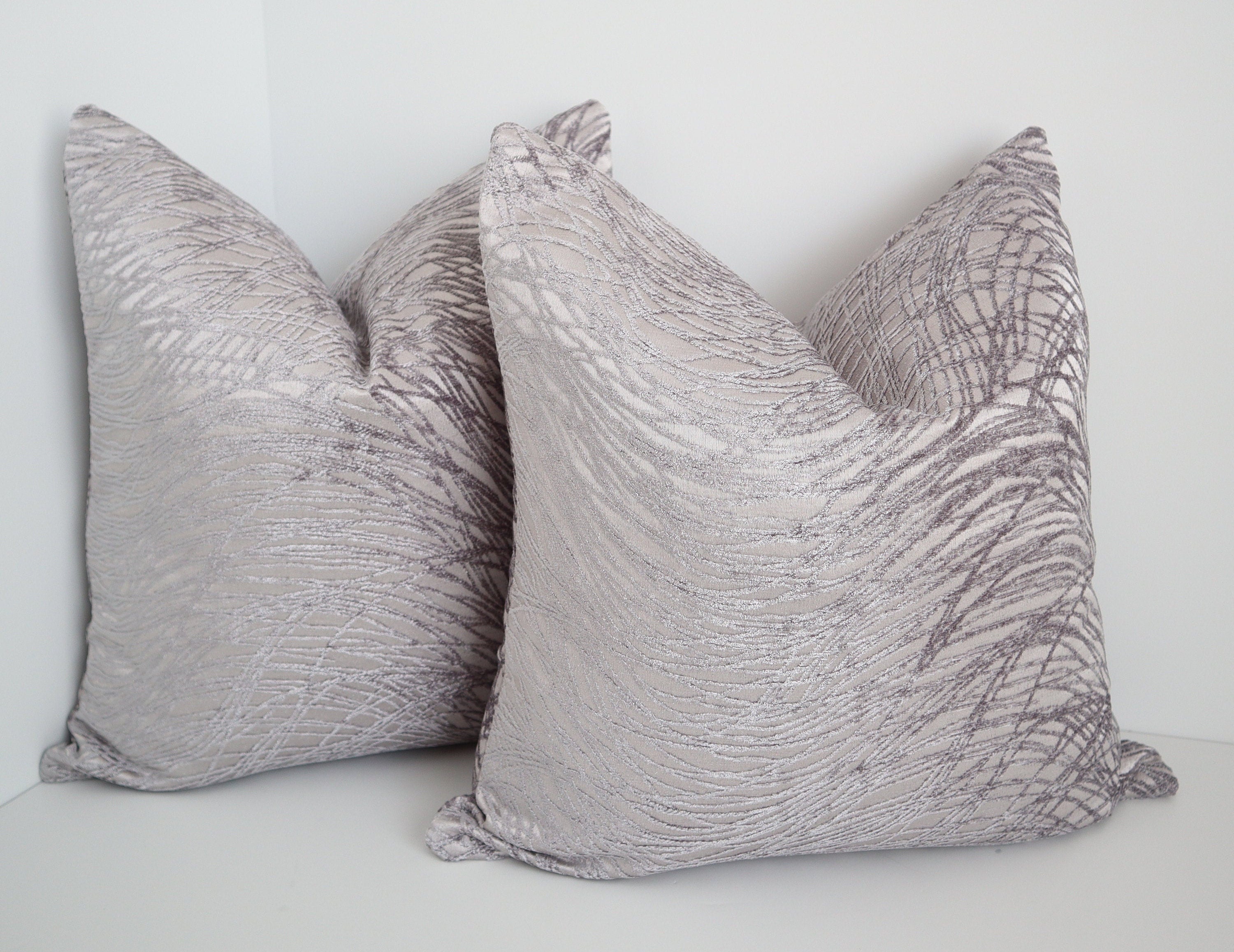 Silver Chenille Pillow Covers Chenille Pillows 16x16 18x18 Etsy
