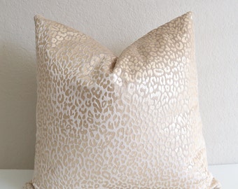 Luxury Beige Gold Velvet Pillow Cover, Gold Pillow Cover, Beige Velvet Pillow Cover, Cheetah Gold Pillow Cover, Velvet Pillow 18x18 20x20