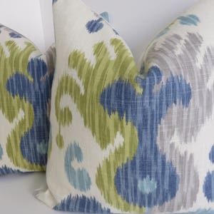 Ikat Aquamarine Pillows- Aquamarine Pillow Covers- Green Blue Ivory Grey Pillow Covers- Decorative Pillows Covers-  Ikat Grey Ivory Pillows