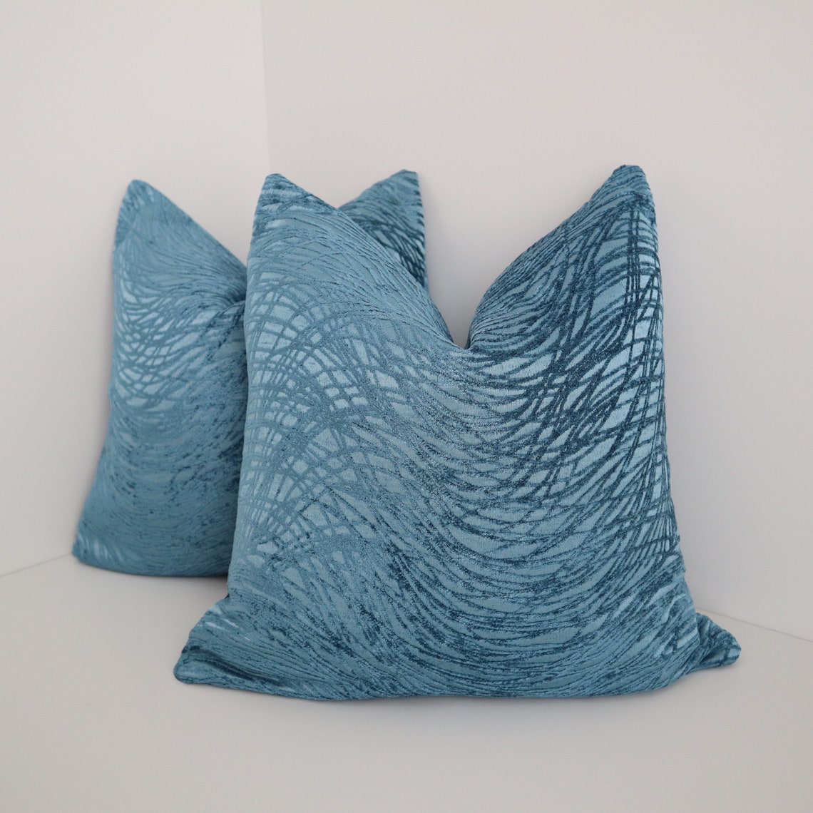 Indigo Chenille Pillow Covers Chenille Pillow Covers 16x16 Etsy