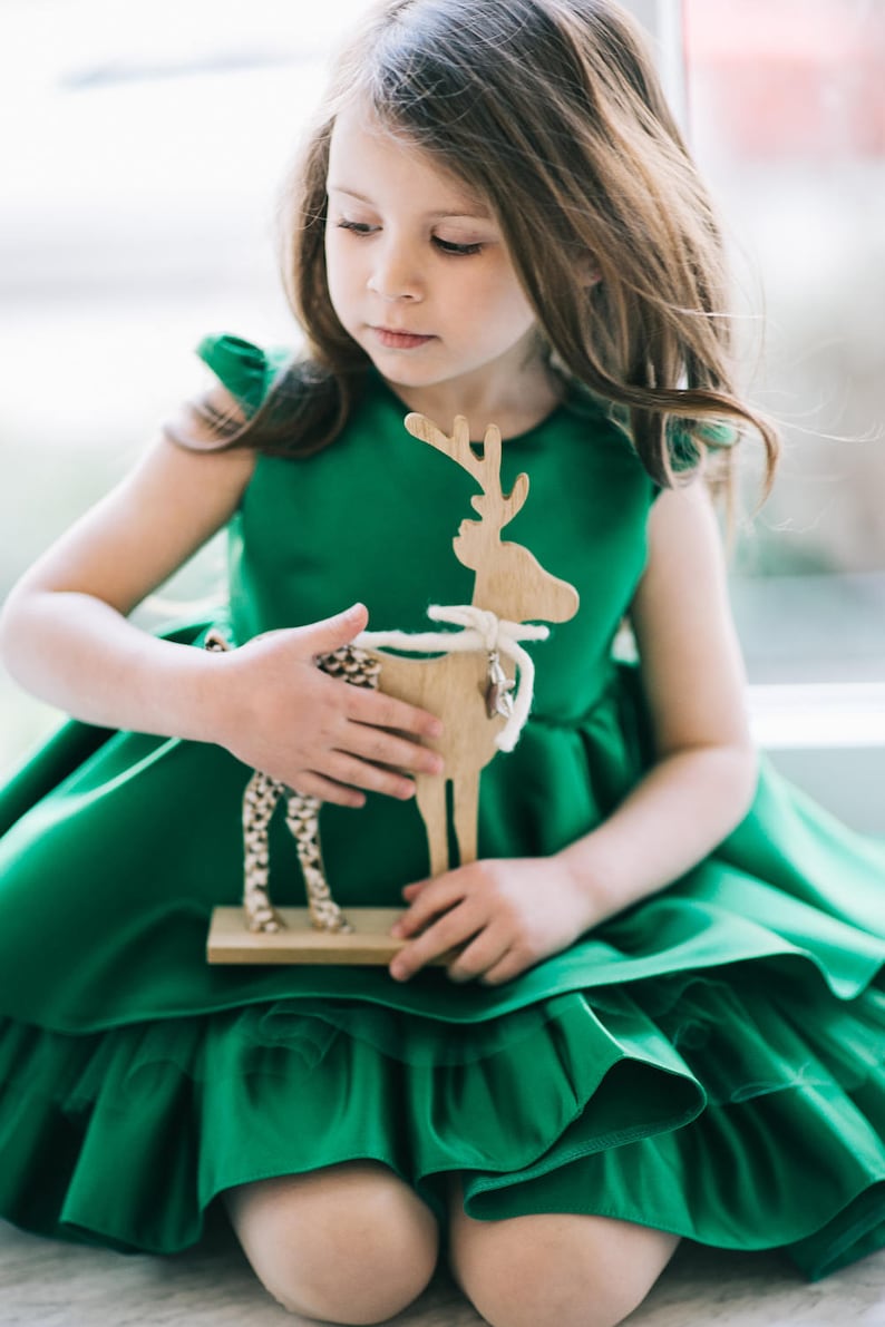 Green flower girl dress Festive Girl Dress Party Girl Dress Etsy