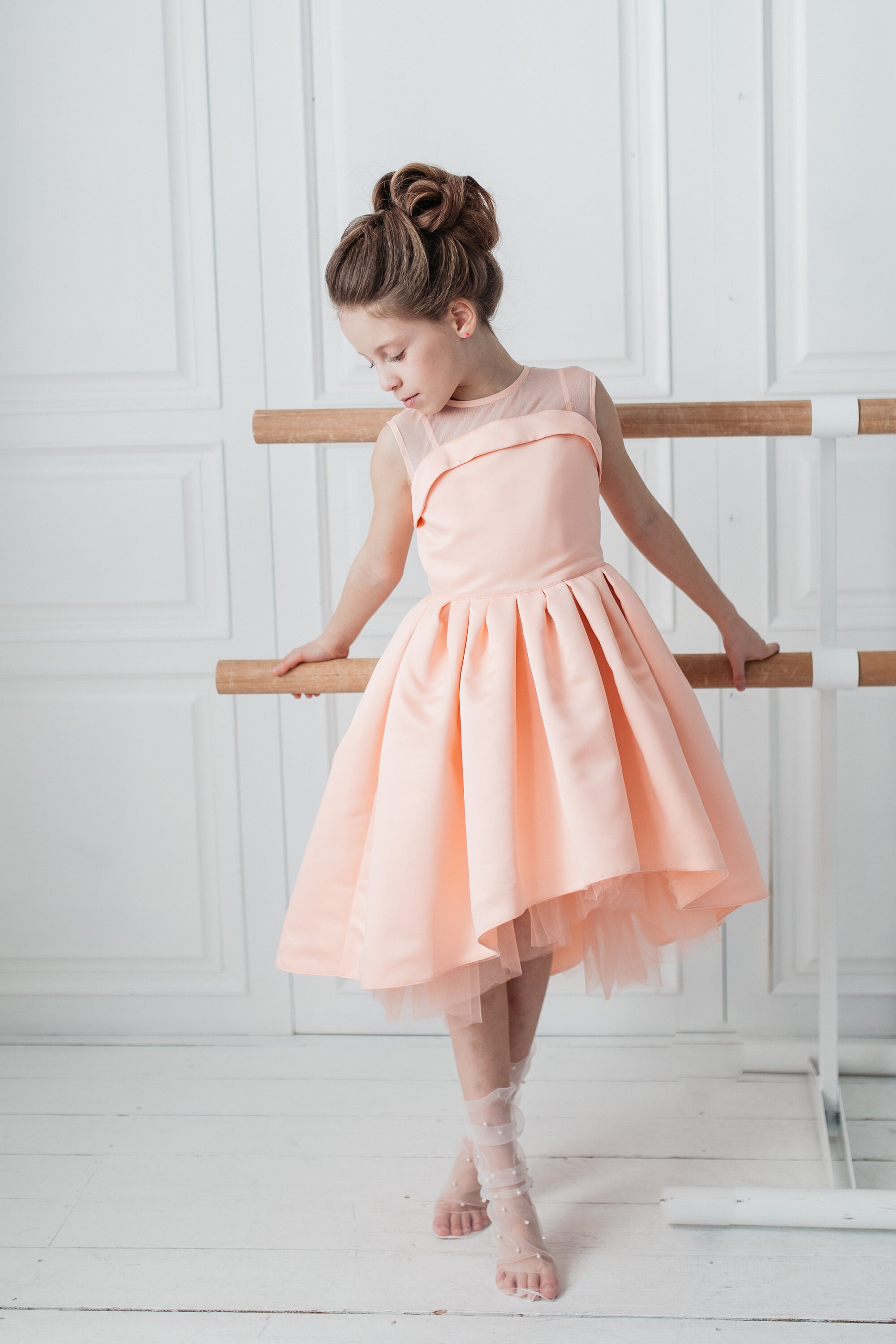 Elegant Peach Dress for Girl Peach Flower Girl Dress Etsy