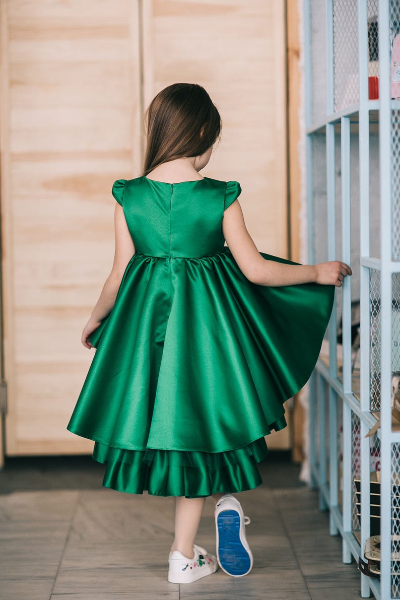 Green flower girl dress Festive Girl Dress Party Girl Dress Etsy