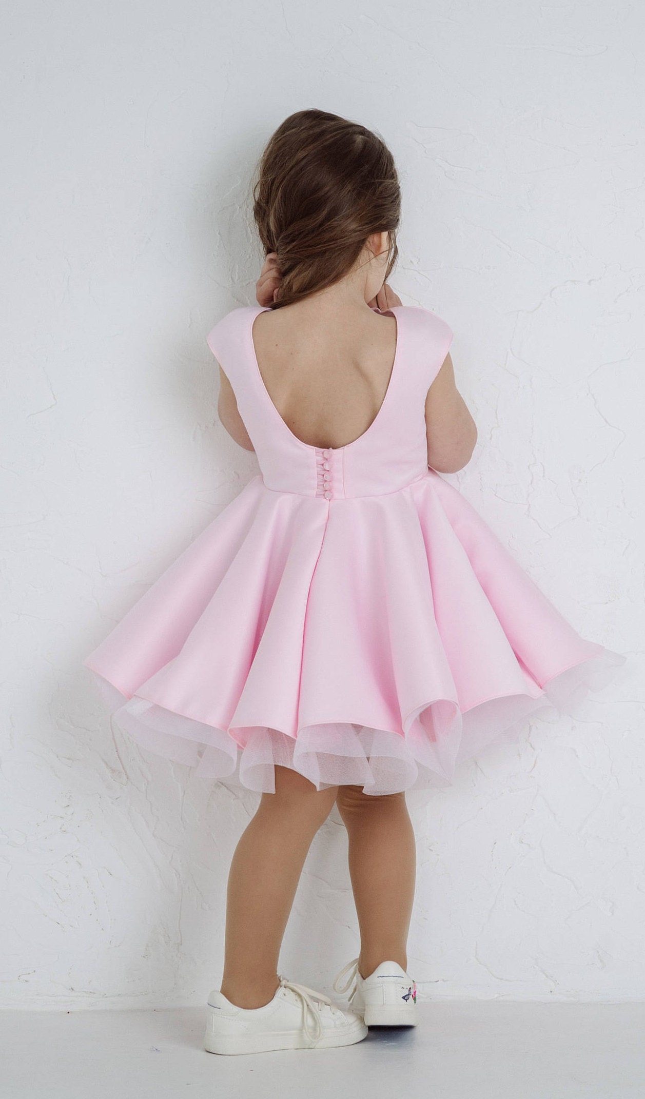 Pink Dress Backless Dress Party Girl Dress Flower Bridesmaid Etsy